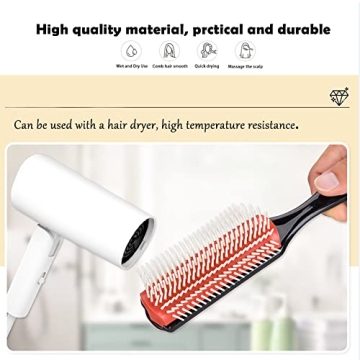 NuAngela 9 Rows Hair Brush For Easy Styling And Detangling