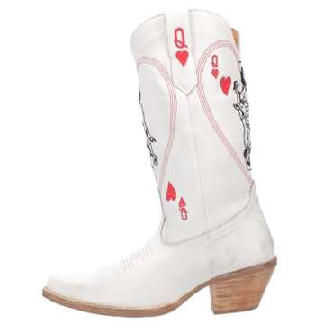 Dingo Queen A Hearts Western Boot - Stylish White Design