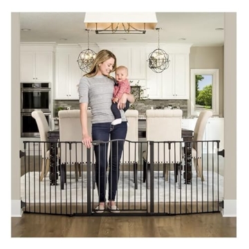 Regalo Deluxe Home Accents Safety Gate - 74.5" W x 28" H, Black with 4 Wall Mounts