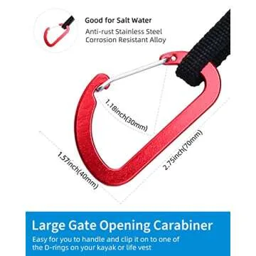 OCEANBROAD Kayak Paddle Leash with D-Ring Stretchable Bungee Strap Lanyard Rope for SUP Kayaking Boating Canoeing Fishing Pole Rod 5-7 Feet Black 2 Pack