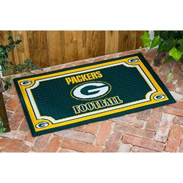 Team Sports America Evergreen NFL Green Bay Packers Embossed Door Mat - 30" W x 18" H Durable Non Sl...