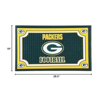 Team Sports America Evergreen NFL Green Bay Packers Embossed Door Mat - 30" W x 18" H Durable Non Slip Floormat for Football Fans