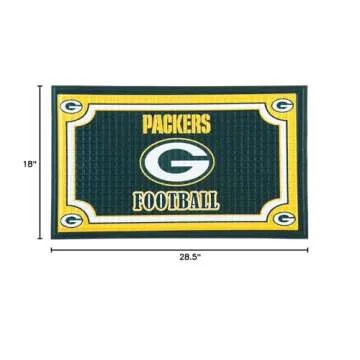 Team Sports America Evergreen NFL Green Bay Packers Embossed Door Mat - 30" W x 18" H Durable Non Slip Floormat for Football Fans