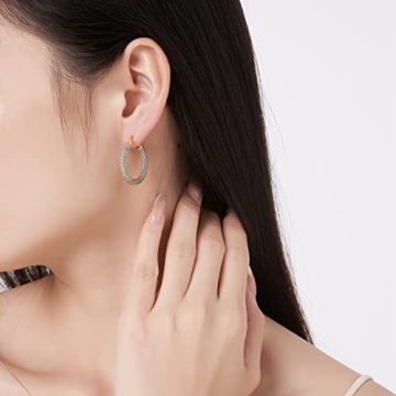 925 Sterling Silver Cubic Zirconia Hoop Earrings for Women