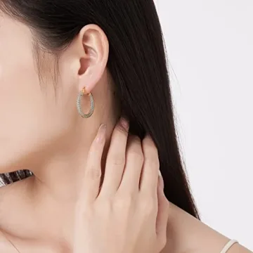 925 Sterling Silver Cubic Zirconia Hoop Earrings for Women