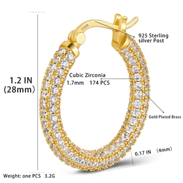 925 Sterling Silver Cubic Zirconia Hoop Earrings for Women