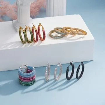 925 Sterling Silver Cubic Zirconia Hoop Earrings for Women