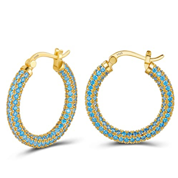 925 Sterling Silver Cubic Zirconia Hoop Earrings for Women