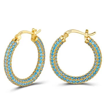 925 Sterling Silver Cubic Zirconia Hoop Earrings for Women