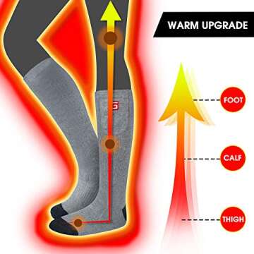 GLOBAL VASION Heated Scoks Winter Electric Rechargeable 3 Heating Settings Thermal Sock for Men and Women (Gray, L)