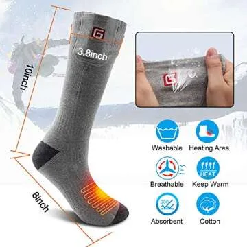GLOBAL VASION Heated Scoks Winter Electric Rechargeable 3 Heating Settings Thermal Sock for Men and Women (Gray, L)