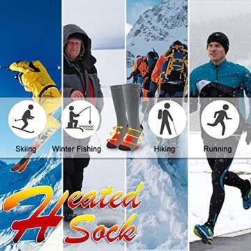 GLOBAL VASION Heated Scoks Winter Electric Rechargeable 3 Heating Settings Thermal Sock for Men and Women (Gray, L)