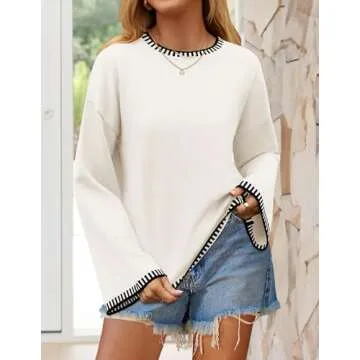 ZESICA Oversized Long Sleeve Color Block Sweater