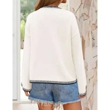 ZESICA Oversized Long Sleeve Color Block Sweater