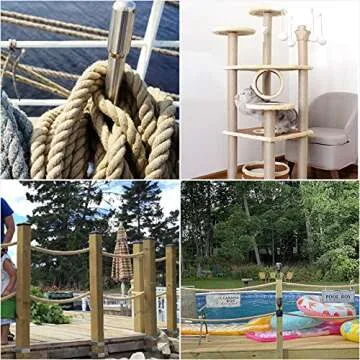 Manila Rope (1-1/2 Inch x 15 Feet), Natural Thick Hemp Rope, Twisted Strong Jute Rope, Twine Burlap Rope for Crafts, Nautical, Landscaping, Railings, Hanging Swing, Tug of War, Decorating