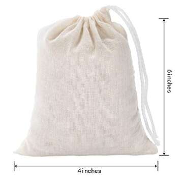 Tatuo 50 Pieces 4 x 6 Inches Muslin Cotton Drawstring Bags Canvas Linen Sachet Bag Reusable Empty Gift Pouch for Party Home Supplies