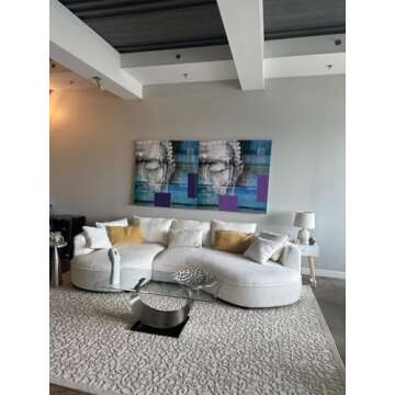 kevinplus 125'' Curved Sofa Couch Cloud Boucle Couch with Chaise Lounge for Living Room, L-Shape Modern Sectional Luxury Upholstery 5-Seat Sofa Couch for Apartment (Left-Facing, Boucle Beige)