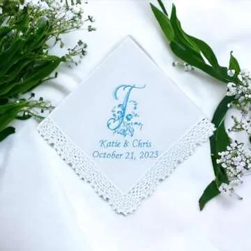 Personalized Something Blue Wedding Handkerchief for Bride