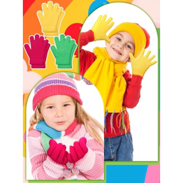 EBOOT Kids Full-Finger Knitted Gloves - Warm and Colorful Mittens for Little Ones