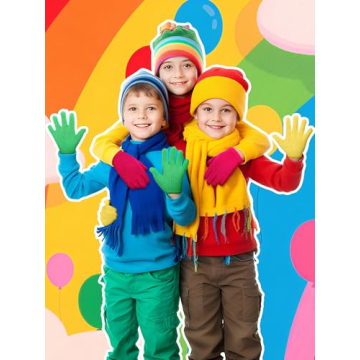 EBOOT Kids Gloves Full Fingers Knitted Mitten for Toddlers