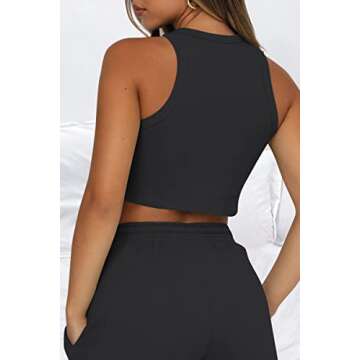 AUTOMET Womens 2 Piece Shorts Lounge Sets Two Piece Summer Workout Outfits Beach Vacation Trendy 2025 Clothes Black L