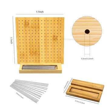 LIVSMON Crochet Blocking Board with 15 Stainless Steel Pins, Large Base, Handcrafted Knitting Blocking Mat for Crochet and Granny Squares, Ideal Gift for Crocheters, 7.7Inch