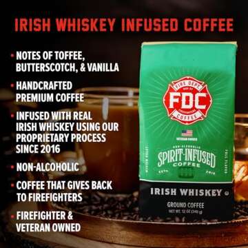 Fire Department Coffee - Gives Back to Firefighters - Irish Whiskey Infused Ground Coffee - Medium R...