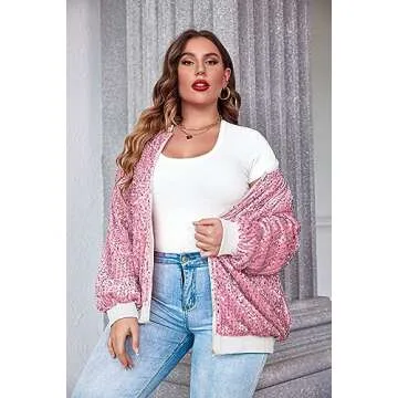 IN'VOLAND Sequin Jacket Plus Size for Any Occasion