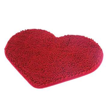 MAYSHINE Around Toilet Area Rug | Soft Non-Slip Bathroom Mat, Absorbent Microfiber, Machine Washable | Alfombra de Baño para Inodoro, Antideslizante y Lavable | 24"x20" (Heart-Shaped) | Red