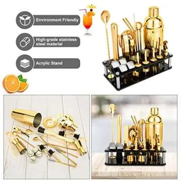 Professional 23 Piece Cocktail Shaker Set - Gold