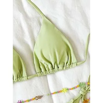 SHENHE Women's 2 Piece Sexy Bikini Sets Halter Tie Side Triangle Swimsuits M Mint Green