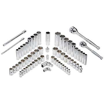 Amazon Brand - Denali 142-Piece Mechanics Tool Kit and Socket Set, 19 x 14.2 x 3.9 in
