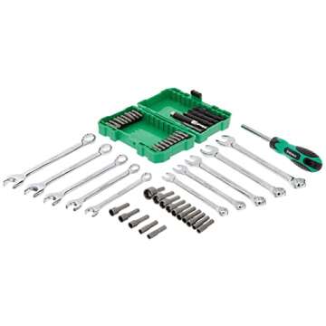 Amazon Brand - Denali 142-Piece Mechanics Tool Kit and Socket Set, 19 x 14.2 x 3.9 in