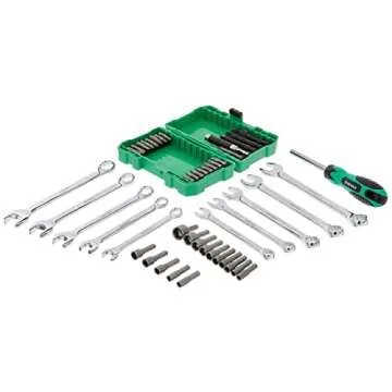 Amazon Brand - Denali 142-Piece Mechanics Tool Kit and Socket Set, 19 x 14.2 x 3.9 in