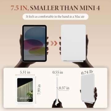 Zemmys Travel Makeup Mirror with Time & Temperature Display, 2000mAh Rechargeable Battery, 7.5" Portable Foldable Lighted Mirror with 148 Led Lights, 3 Color Lighting Modes, Touch Dimming