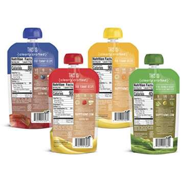 Happy Baby Organics Stage 2 Baby Food Pouches, Gluten Free, Vegan & Healthy Snack, Clearly Crafted F...