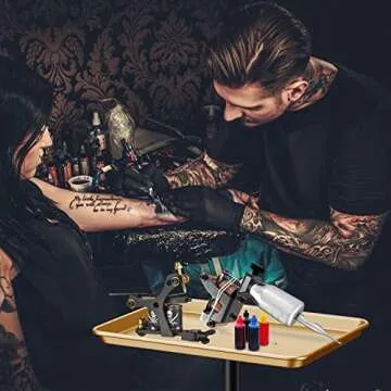 Retain Time Premium Aluminum Salon Tray, Sturdy Corrosion-Resistant Adjustable Tray is Used for Tattoo Tray, Salon Tool/Color Tray, Beauty Spa Tray, Dentist Tray, Etc.(Black+Gold)