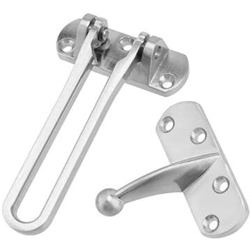 HOZEON 4 Pack Security Swing Bar Door Guard, Latch Guard Clasp Front Door Latch Lock, Door Reinforcement Locks for Inside Doors, Swing-in Doors, Hotel Door Latches, Silver
