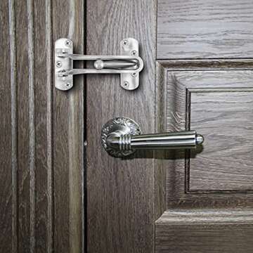 HOZEON 4 Pack Security Swing Bar Door Guard, Latch Guard Clasp Front Door Latch Lock, Door Reinforcement Locks for Inside Doors, Swing-in Doors, Hotel Door Latches, Silver