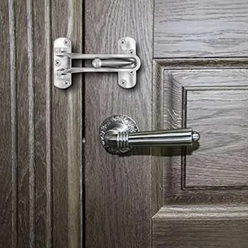 HOZEON 4 Pack Security Swing Bar Door Guard, Latch Guard Clasp Front Door Latch Lock, Door Reinforcement Locks for Inside Doors, Swing-in Doors, Hotel Door Latches, Silver