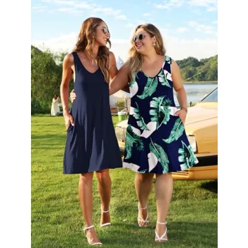 AUSELILY Women's Sleeveless V Neck Mini Dress Beach Cover Up Swimwear Bathing Suit Sundresses with Pockets 2025 New Purple Gray S