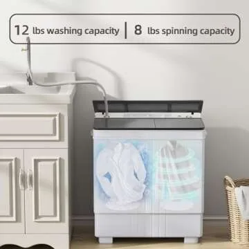 Elevon Portable Washing machine, 20lbs Mini Compact Laundry Washing Machine, Twin Tub 12lbs Washer & 8lbs Spinner, Clothes Washer Machine with Drain Pump for Apartment, Dormitory and RVs