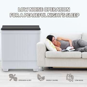 Elevon Portable Washing machine, 20lbs Mini Compact Laundry Washing Machine, Twin Tub 12lbs Washer & 8lbs Spinner, Clothes Washer Machine with Drain Pump for Apartment, Dormitory and RVs