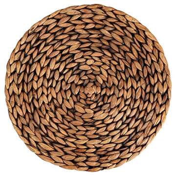 CENBOSS Woven Placemats (13.5" Set of 8, Brown Wash) Round Placemats, Wicker Placemats, Rattan Placemats, Plate Chargers