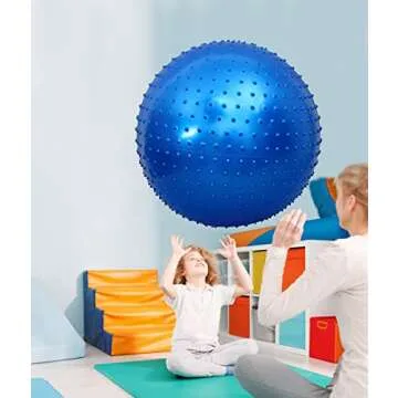 Large Sensory Massage Ball for Kids, 33.5" 85CM Bouncy Exercise Ball for Toddlers, Big Inflatable Ball with Tactile Spikes, Outdoor Ball Pool Ball Yoga Ball, Large Beach Ball (1 SET BLUE BALL)