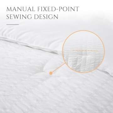 JOLLYVOGUE Queen Comforter Set, 3 Pieces White Seersucker Comforters Queen Size, Lightweight & Fluffy Bedding Sets Queen for All Season with 1 Ruffle Comforter and 2 Ruffle Pillowshams