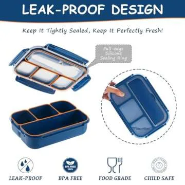 QQKO Leak-Proof 4-Compartment Bento Box for Adults
