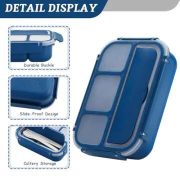 QQKO Leak-Proof 4-Compartment Bento Box for Adults