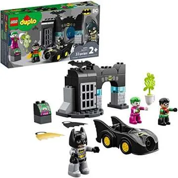 LEGO DUPLO Batman Batcave 10919 Action Figure Toy for Toddlers; with Batman, Robin, The Joker and The Batmobile; Great Gift for Super Hero Kids Who Love Imaginative Play (33 Pieces)