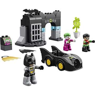 LEGO DUPLO Batman Batcave 10919 Action Figure Toy for Toddlers; with Batman, Robin, The Joker and The Batmobile; Great Gift for Super Hero Kids Who Love Imaginative Play (33 Pieces)
